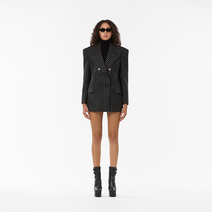 OVERSIZED DOUBLE-BREASTED TUXEDO BLAZER MADE IN JACOB LEE  STRIPED WOOL