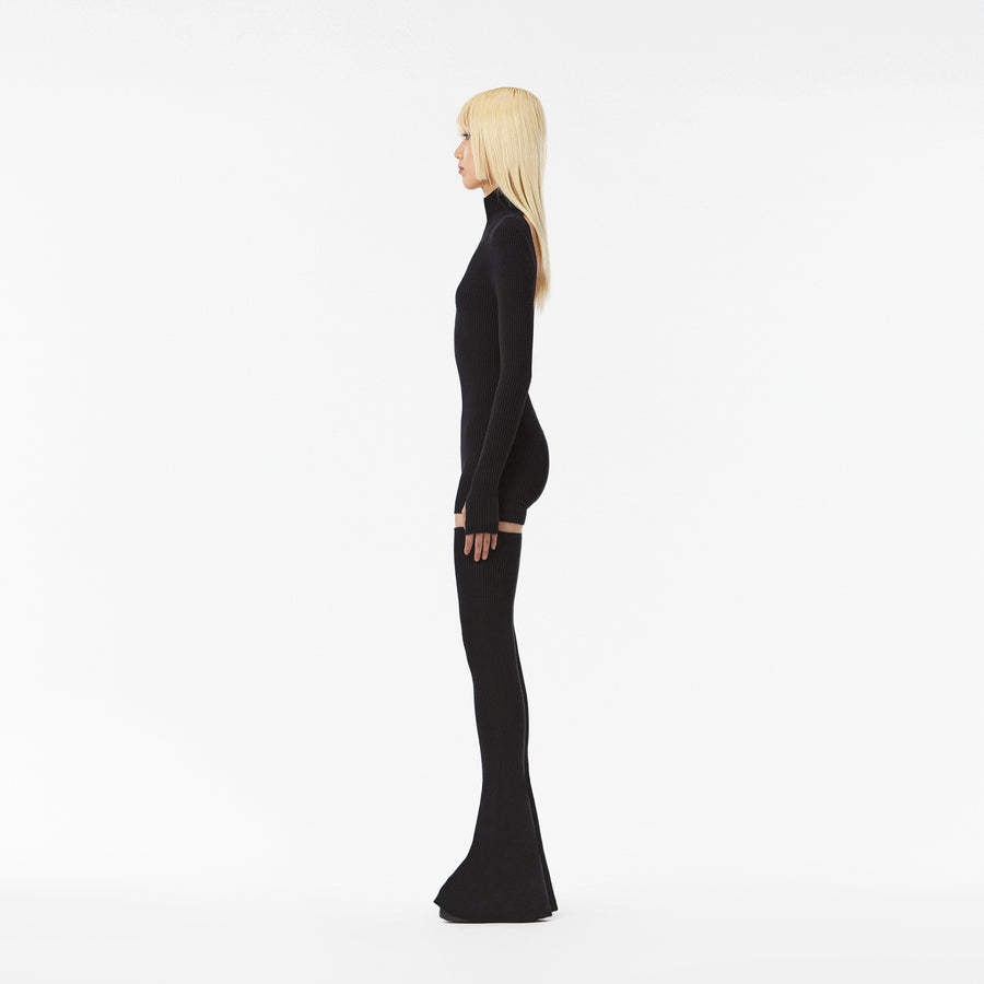 JUMPSUIT IN BLACK CASHMERE WITH CUT-OUT BACK  AND REMVABLE LEGS