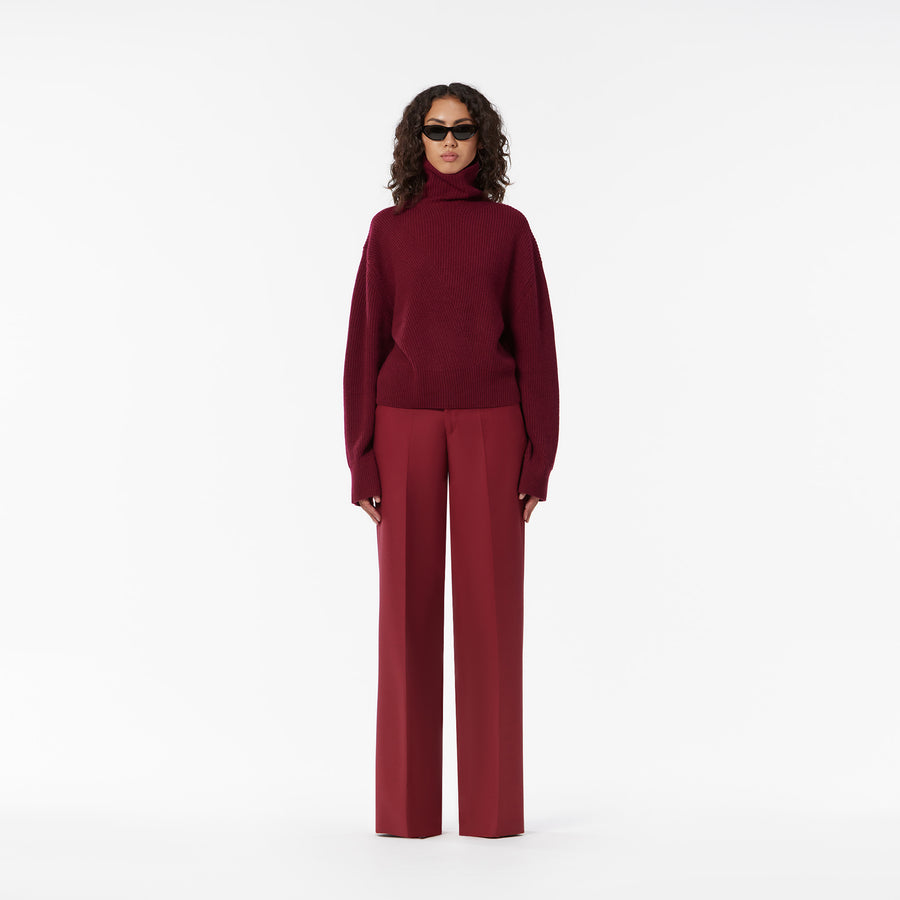 OVERSIZE CASHMERE SWEATER IN BORDEAUX