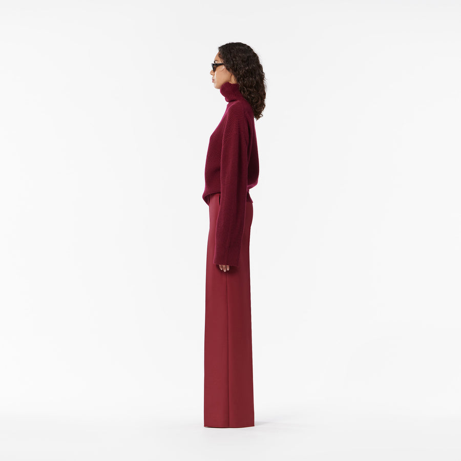 OVERSIZE CASHMERE SWEATER IN BORDEAUX