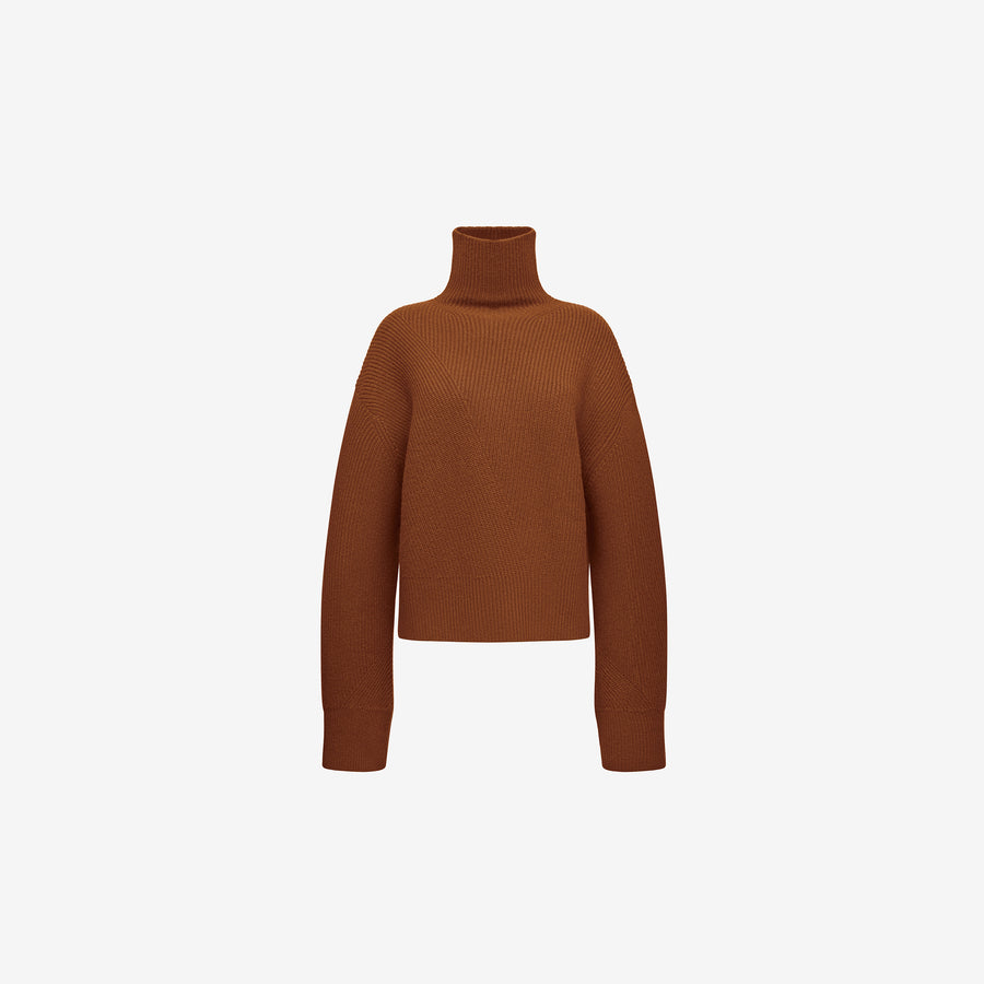 OVERSIZE CASHMERE SWEATER IN PECANT BROWN