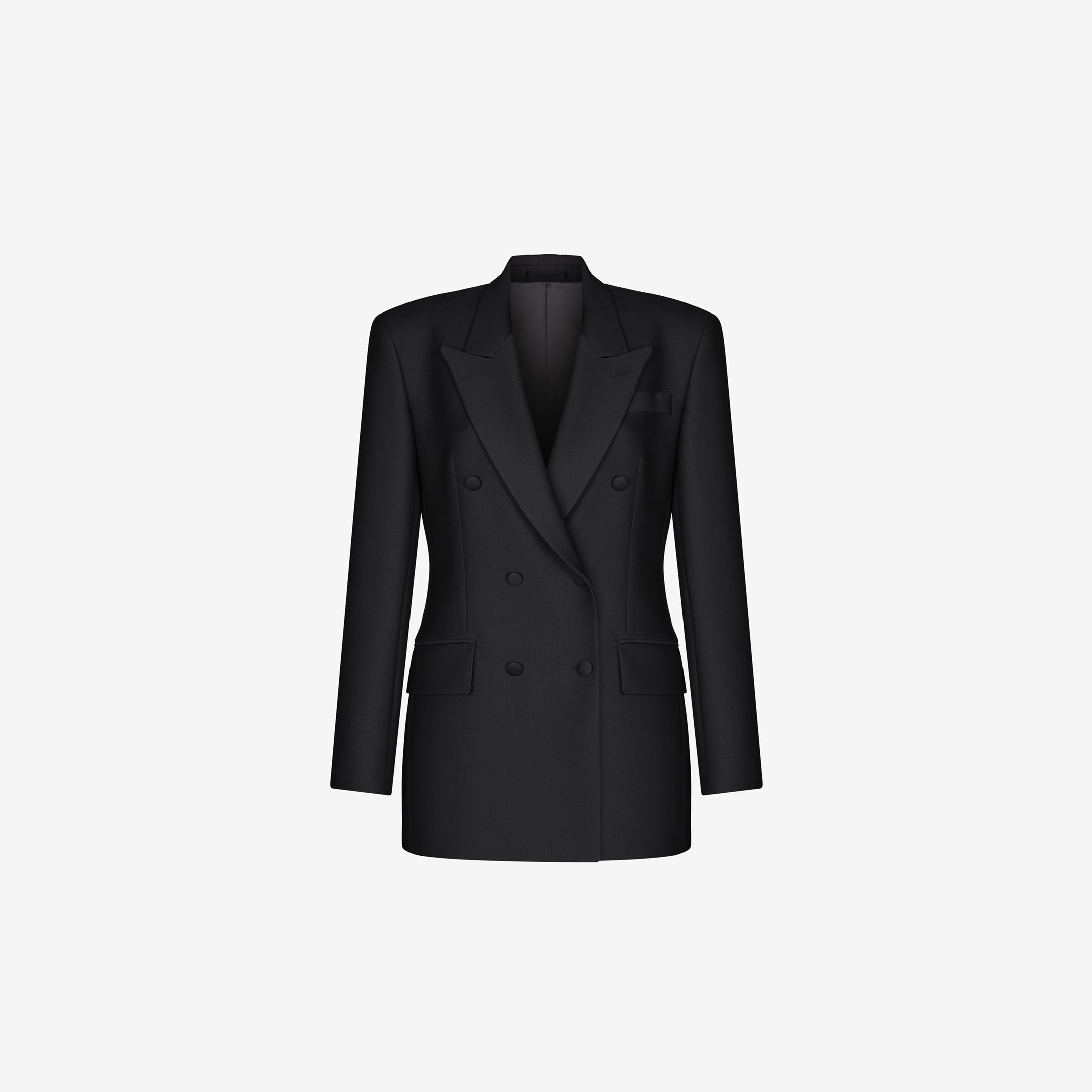 DOUBLE-BREASTED JACKET IN BLACK GABARDINE – JACOB LEE