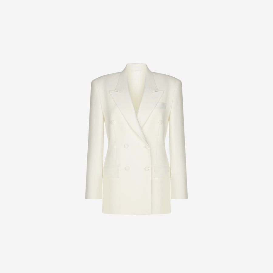 DOUBLE-BREASTED JACKET IN  CRÈME GABARDINE