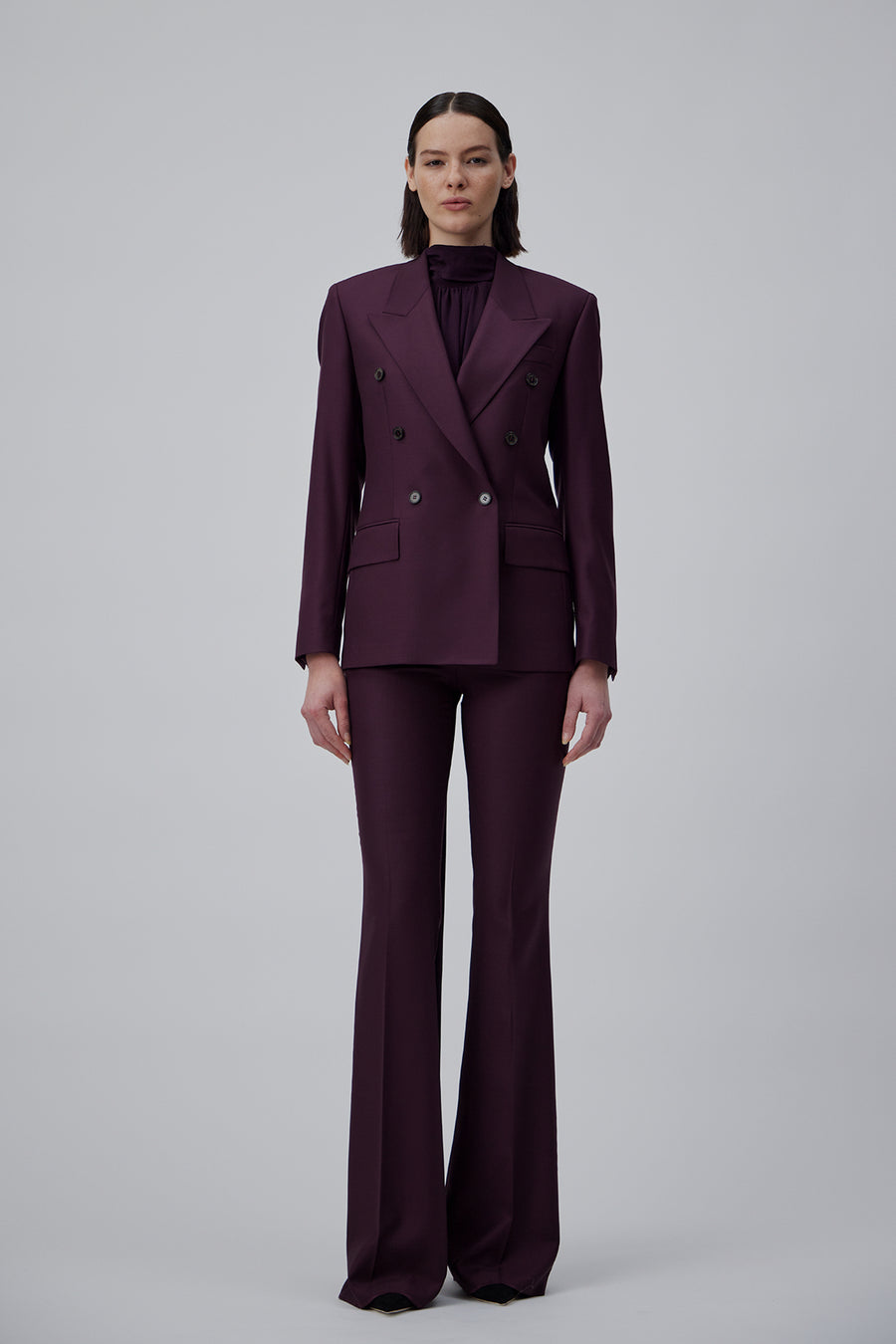 FIT-DOUBLE-BREASTED SIX-BUTTON JACKET IN BERRY