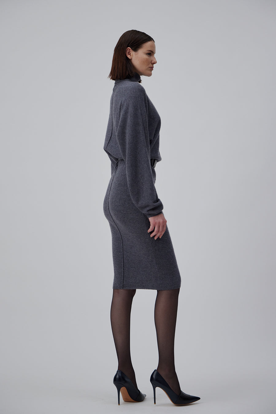 CASHMERE OVERSIZE DRESS IN SPACE GREY