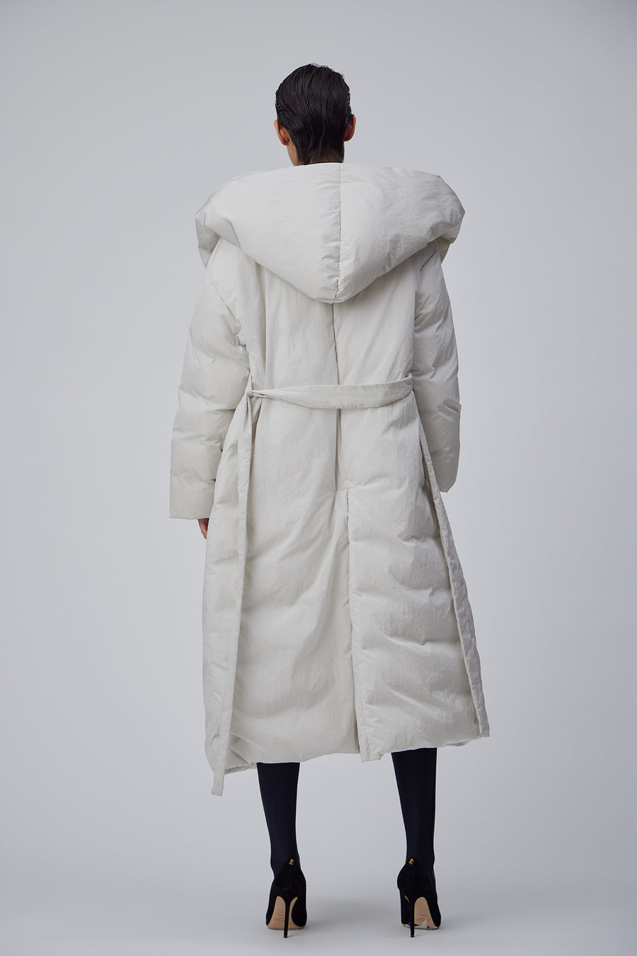 TRAVEL COAT WITH HOOD IN ECRU