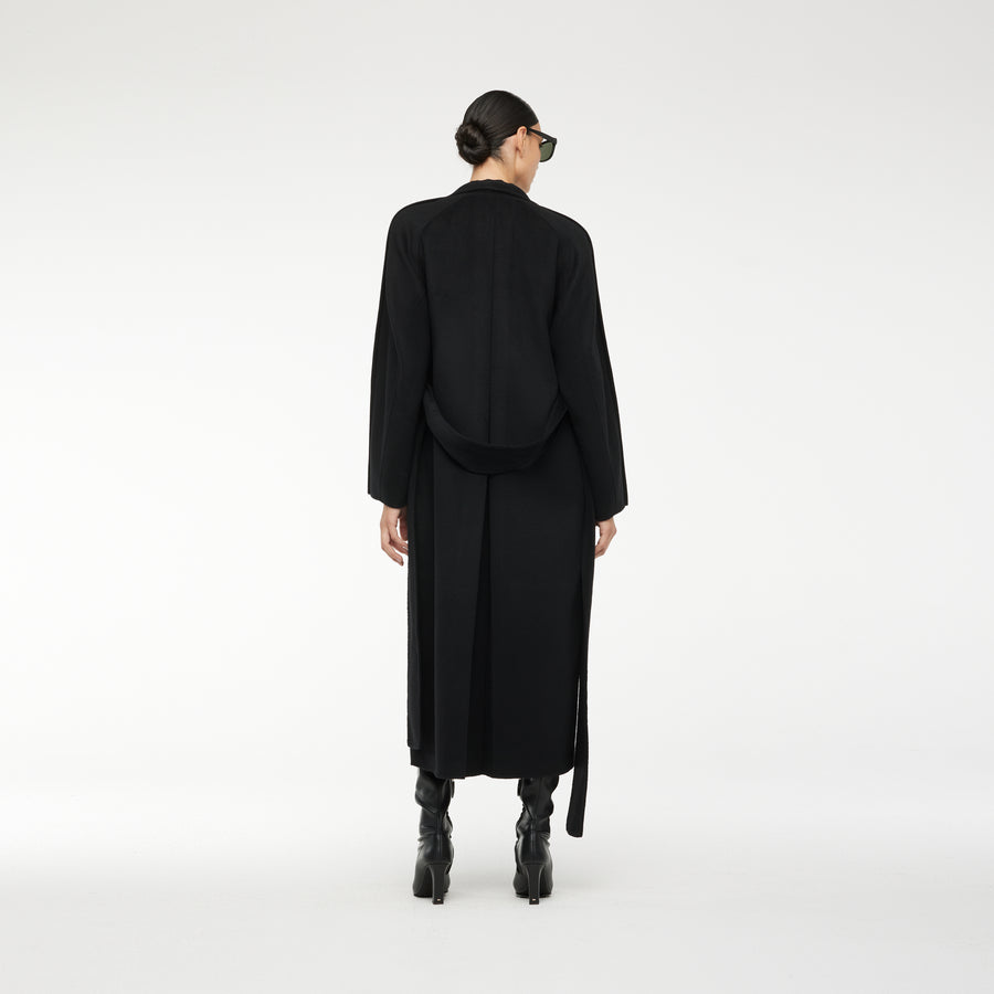 OVERSIZED WRAP COAT IN BLACK