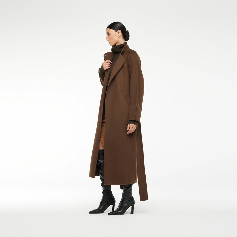 OVERSIZED WRAP COAT IN BROWN