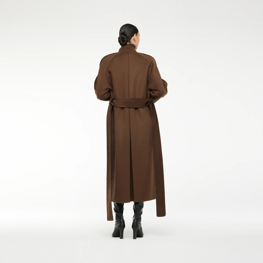 OVERSIZED WRAP COAT IN BROWN