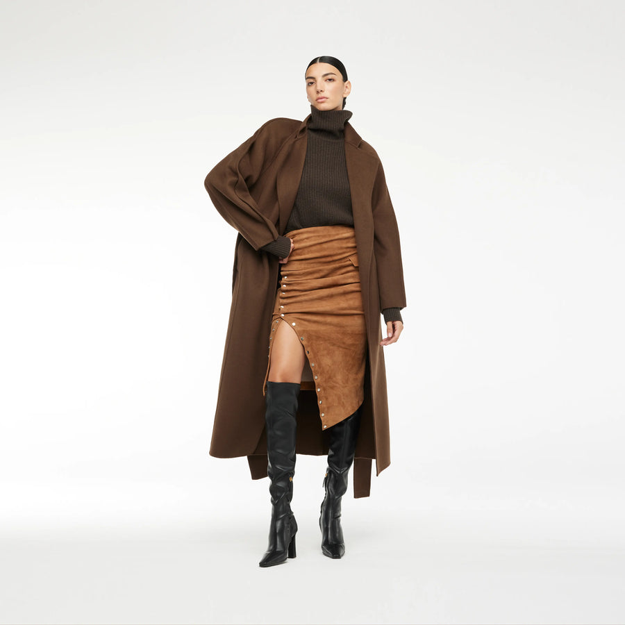 OVERSIZED WRAP COAT IN BROWN