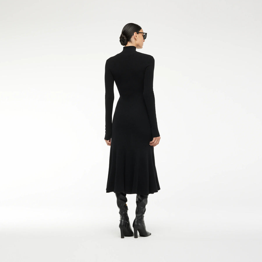 MAXI TURTELNECK DRESS IN CASHMERE BLACK
