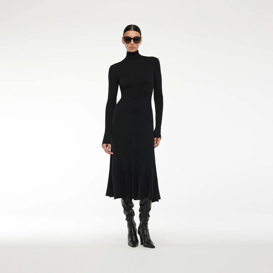 MAXI TURTELNECK DRESS IN CASHMERE BLACK