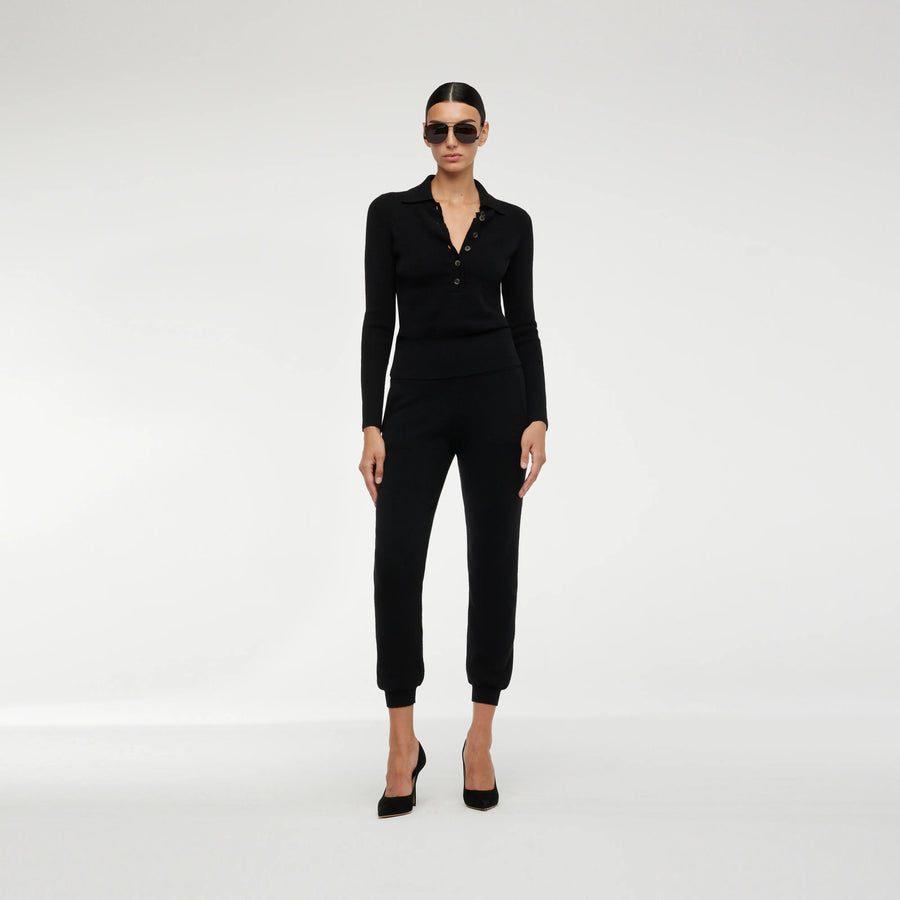 POLO SWEATER IN BLACK CASHEMRE