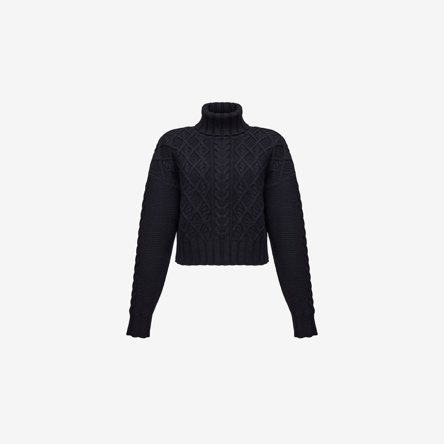 CABLE CASHMERE SWEATER IN BLACK