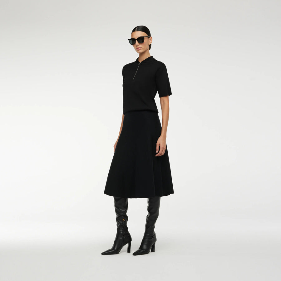 A-LINE SKIRT IN BLACK JACQUARD KNIT
