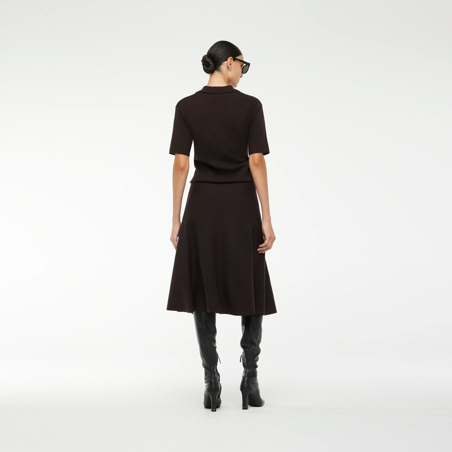 A-LINE SKIRT IN BROWN JACQUARD KNIT