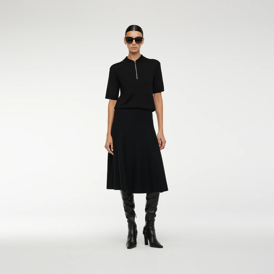 A-LINE SKIRT IN BLACK JACQUARD KNIT