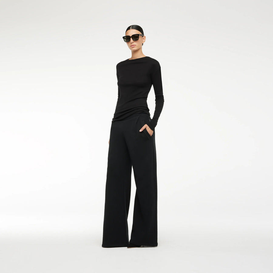LONG SLEEVE T-SHIRT IN BLACK RIB
