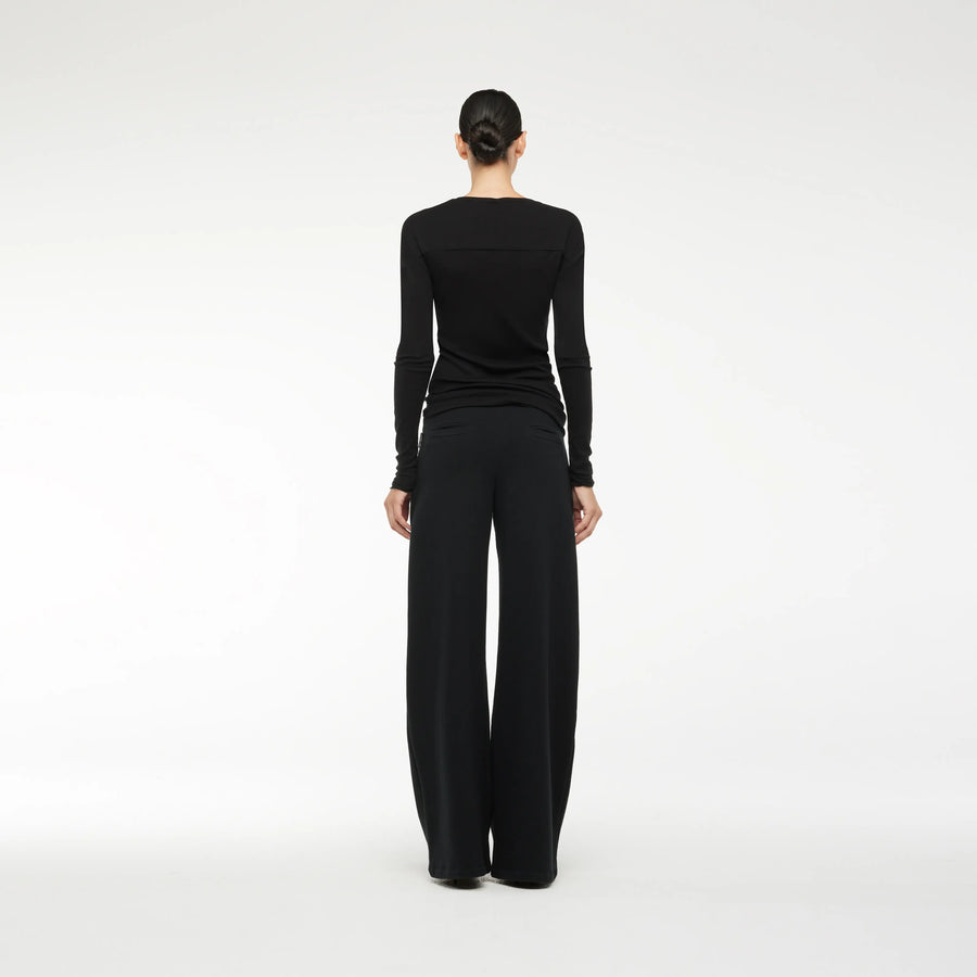 LONG SLEEVE T-SHIRT IN BLACK RIB