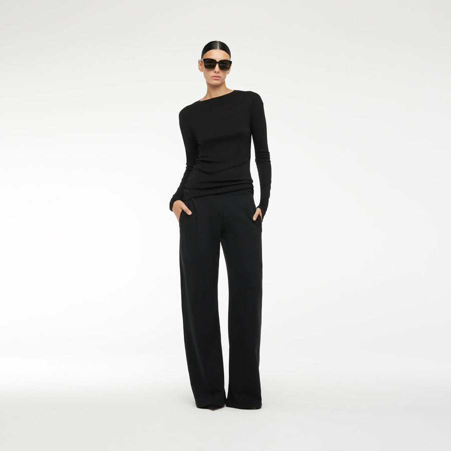 LONG SLEEVE T-SHIRT IN BLACK RIB