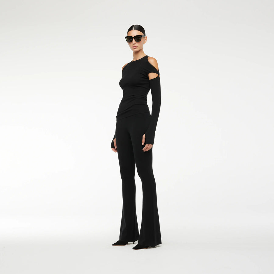CASHMERE RIB    T-SHIRT WITH REMOVABLE SLEEVE