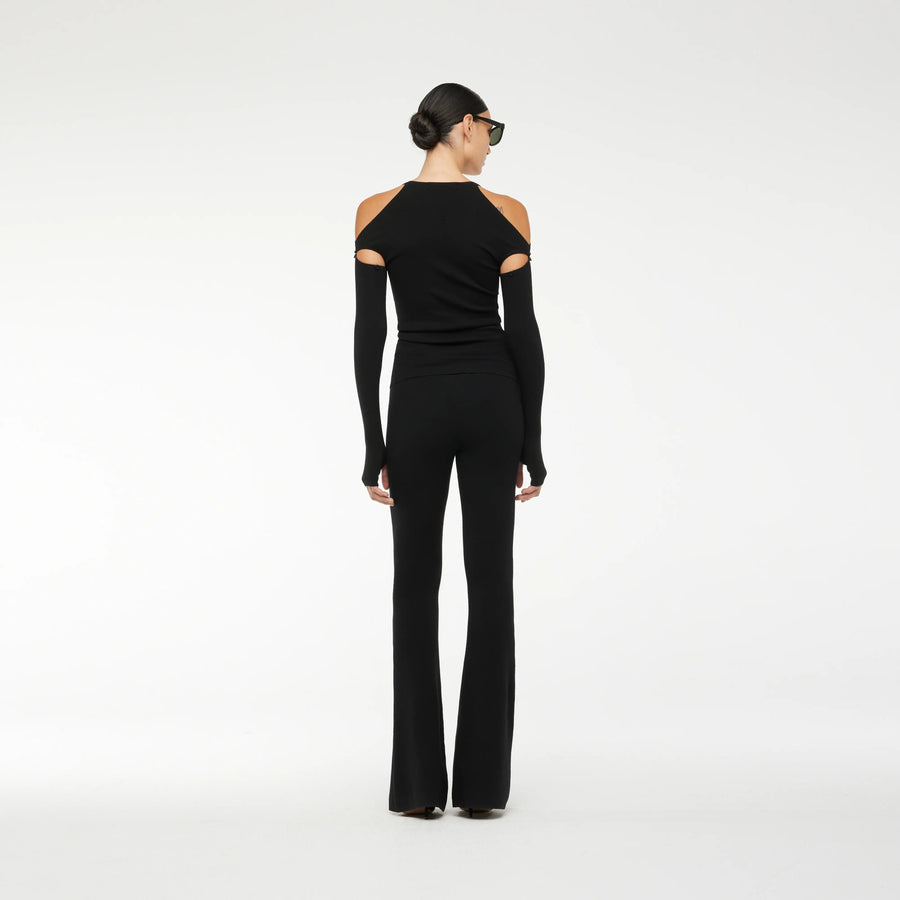 CASHMERE RIB    T-SHIRT WITH REMOVABLE SLEEVE