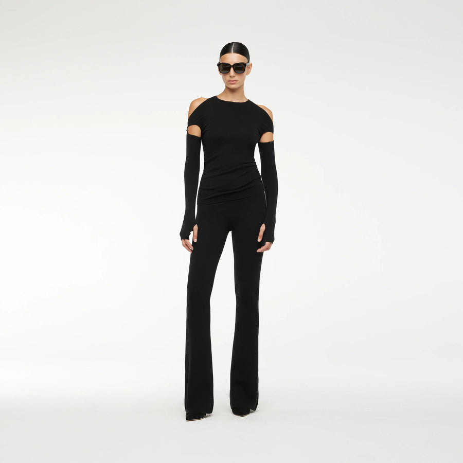 CASHMERE RIB    T-SHIRT WITH REMOVABLE SLEEVE