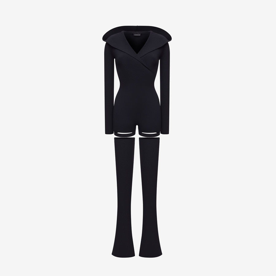 HOODED JUMPSUIT IN CASHMERE