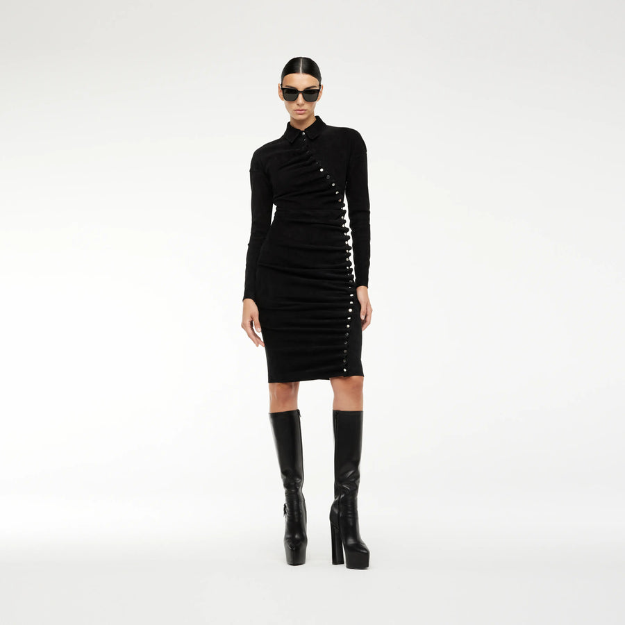 DRESS IN BLACK STRETCH SUEDE LEATHER