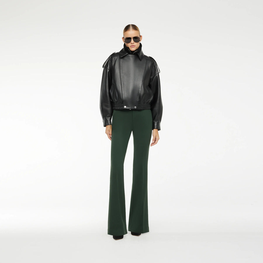 BLOUSON LEATHER JACKET WITH SHEARLING COLLAR IN BLACK