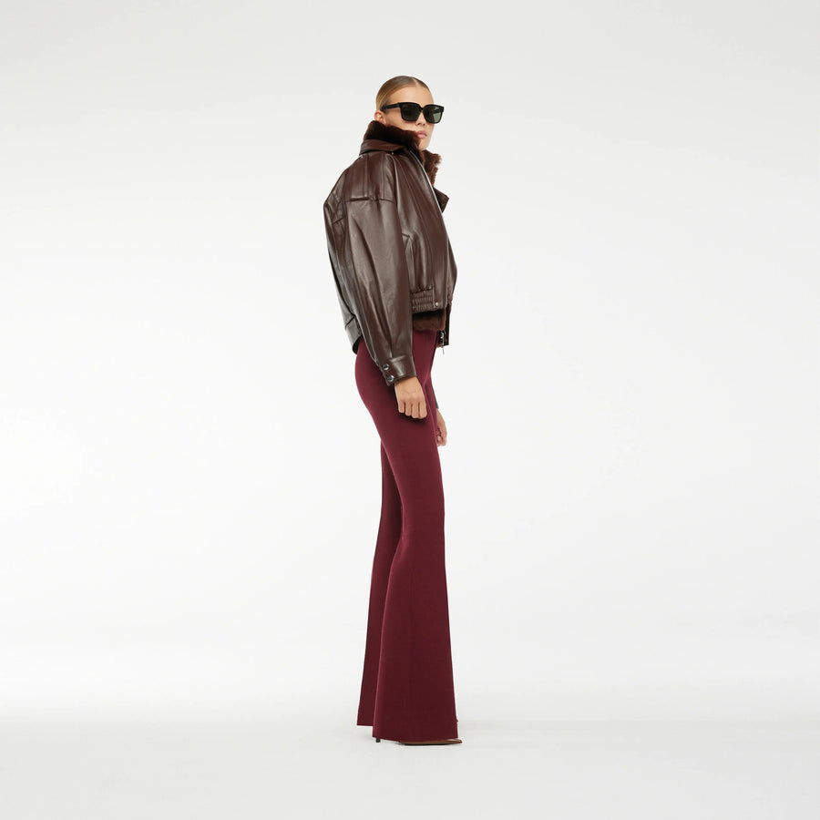BLOUSON LEATHER JACKET WITH SHEARLING COLLAR IN BROWN