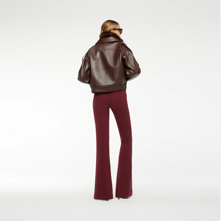 BLOUSON LEATHER JACKET WITH SHEARLING COLLAR IN BROWN