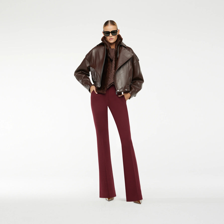 BLOUSON LEATHER JACKET WITH SHEARLING COLLAR IN BROWN