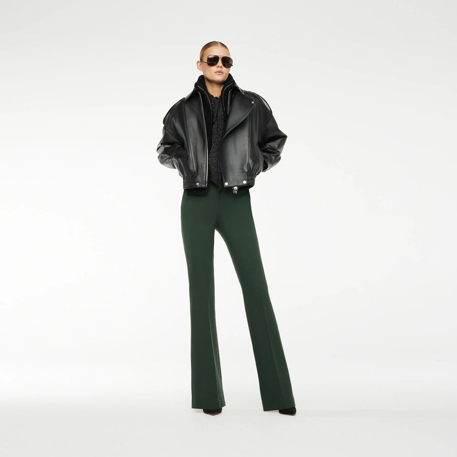 BLOUSON LEATHER JACKET WITH SHEARLING COLLAR IN BLACK