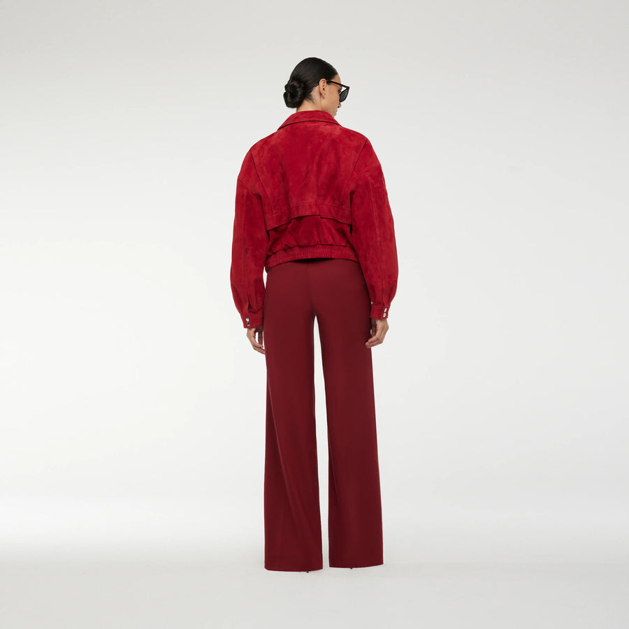 VINTAGE LEATHER BOMBER JACKET IN NEW RED