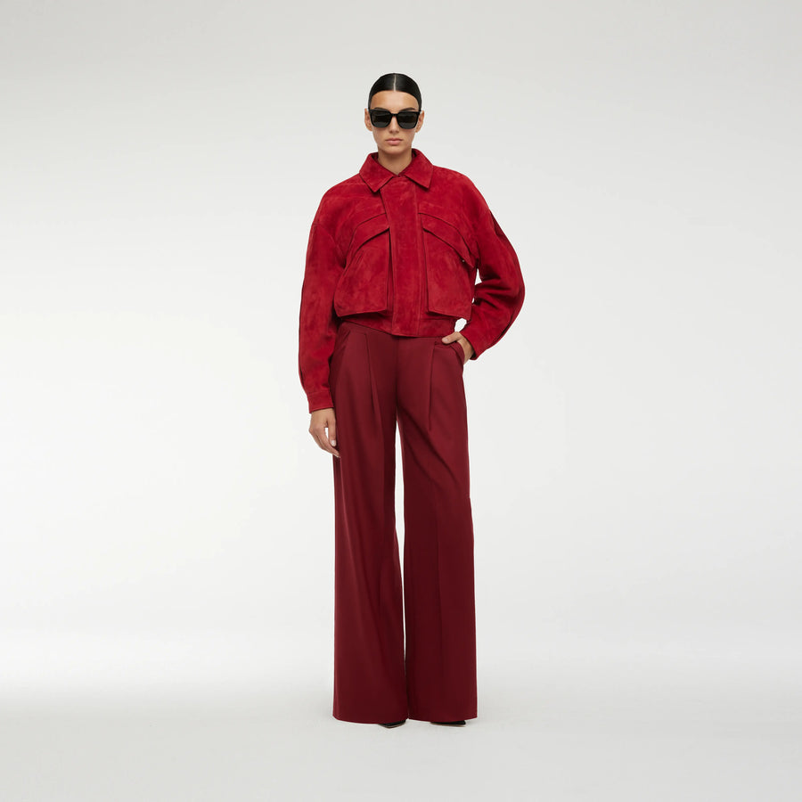 VINTAGE LEATHER BOMBER JACKET IN NEW RED