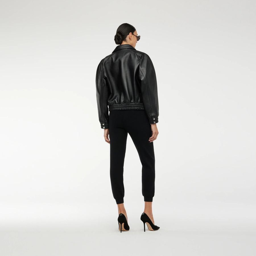 BLOUSON LEATHER JACKET IN LIGHT BLACK