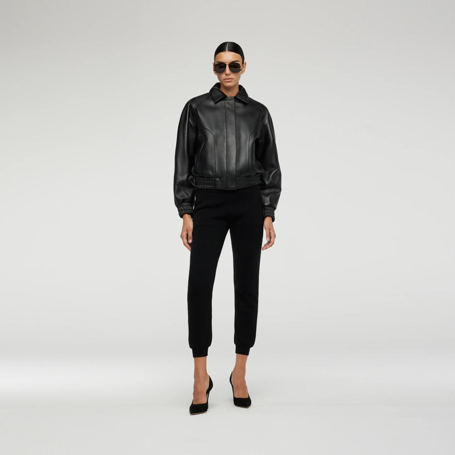 BLOUSON LEATHER JACKET IN LIGHT BLACK