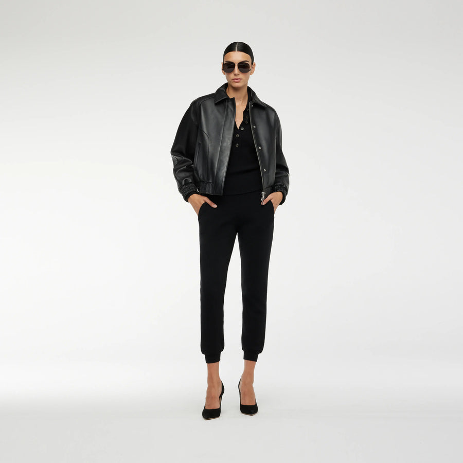 BLOUSON LEATHER JACKET IN LIGHT BLACK