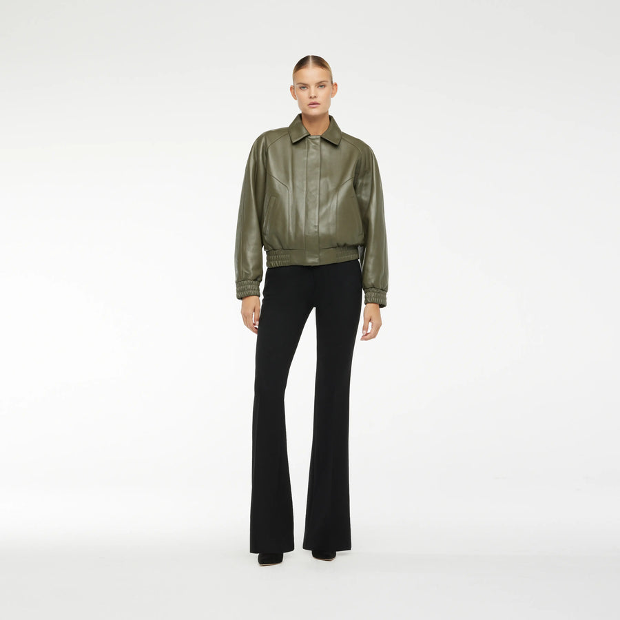 BLOUSON LEATHER JACKET IN IVY GREEN