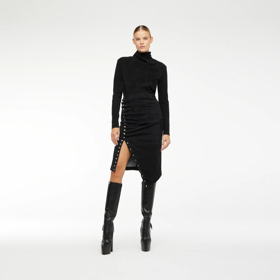 TOP IN BLACK STRETCH LEATHER