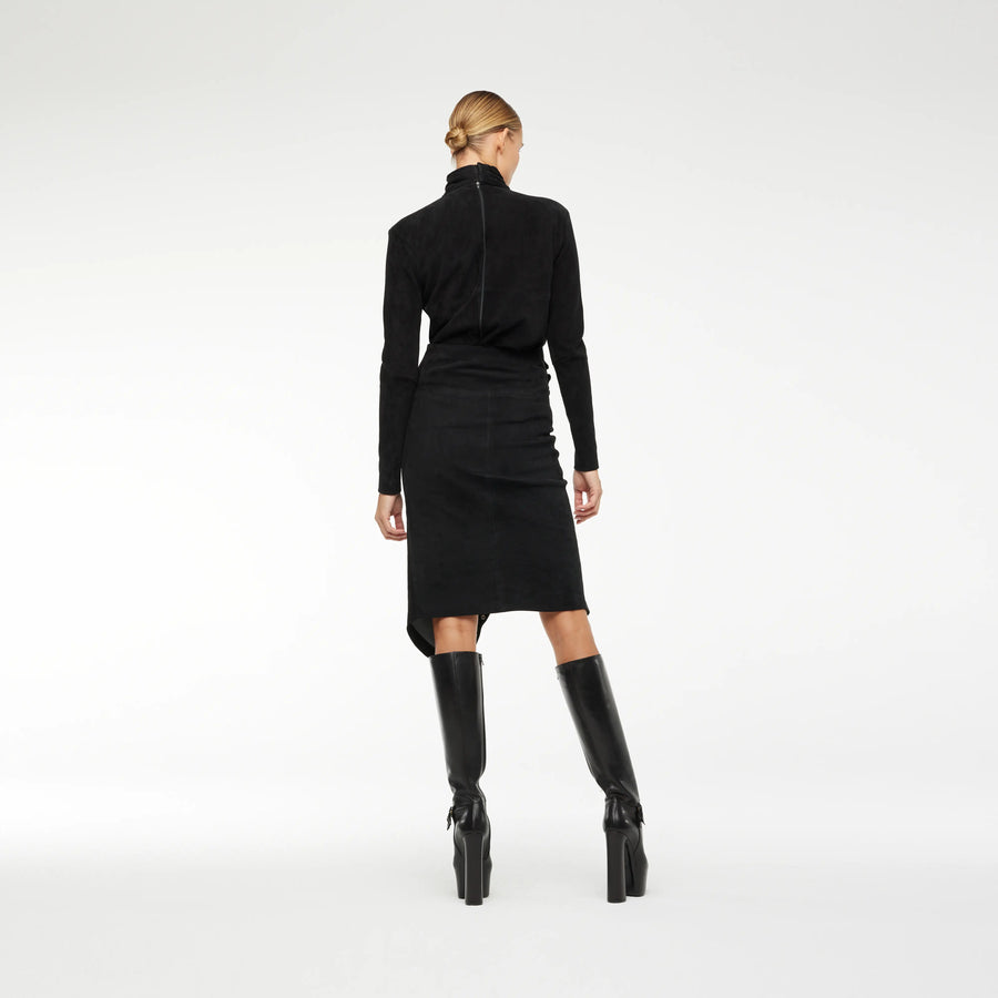 TOP IN BLACK STRETCH LEATHER