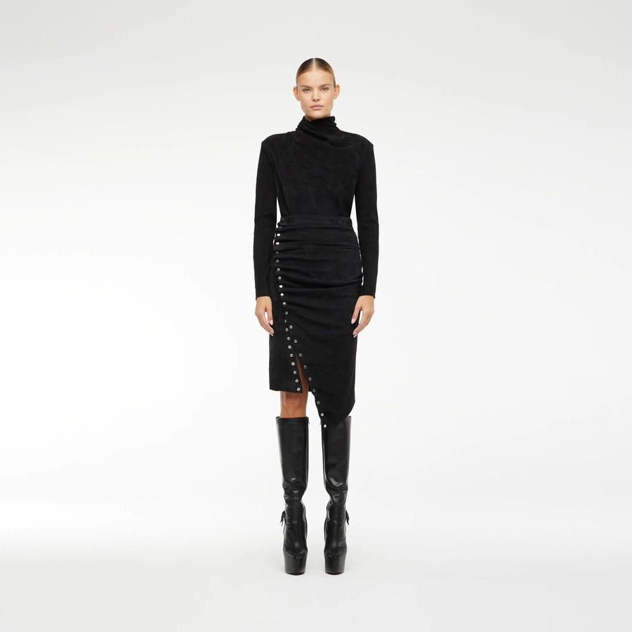 TOP IN BLACK STRETCH LEATHER