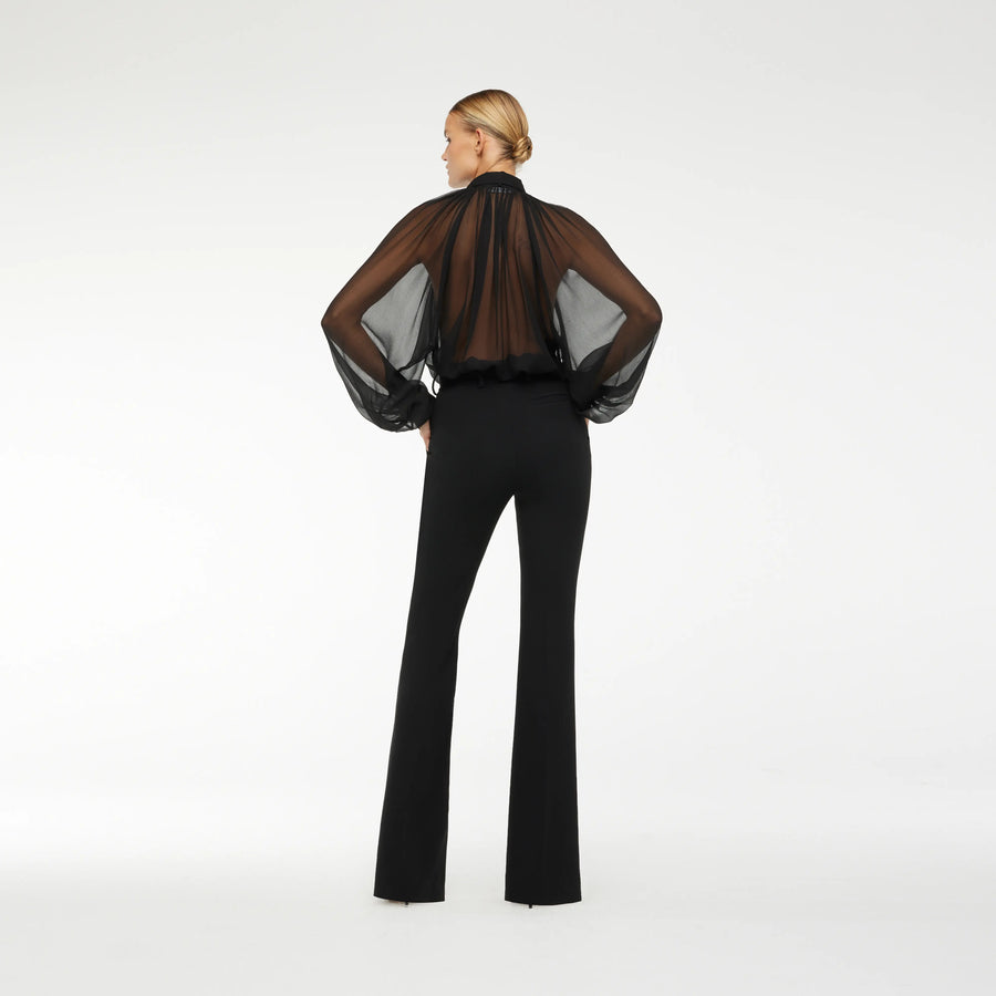 BLACK BLOUSE IN SILK CREPE CHIFFON