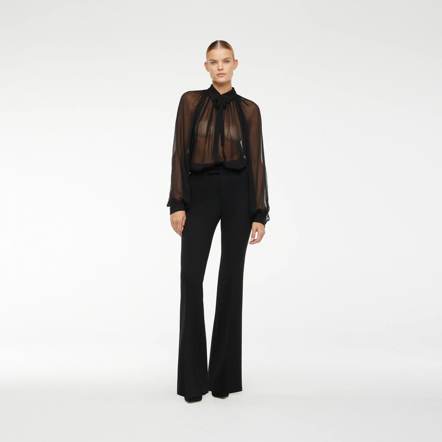 BLACK BLOUSE IN SILK CREPE CHIFFON
