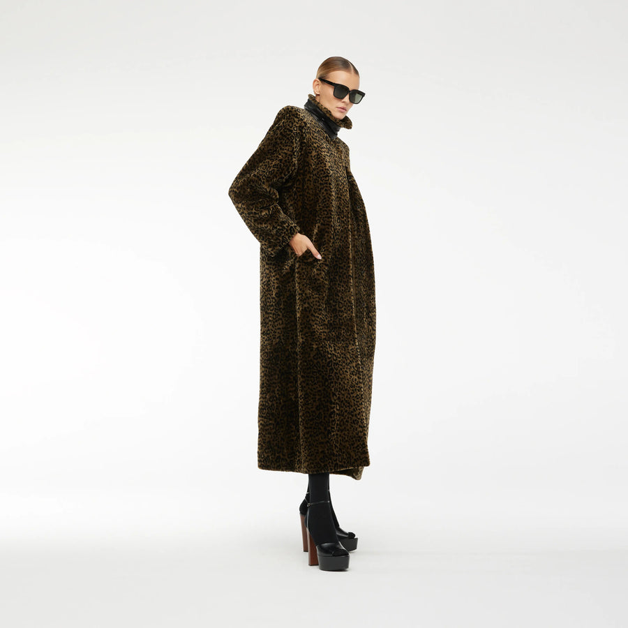 SHEARLING COAT WITH LEOPARD PRINT