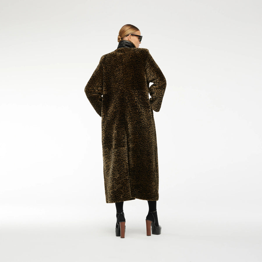SHEARLING COAT WITH LEOPARD PRINT