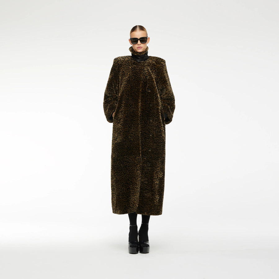 SHEARLING COAT WITH LEOPARD PRINT