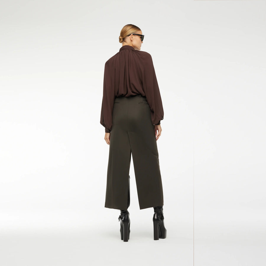BLOUSE DRESS IN BROWN SILK CREPE