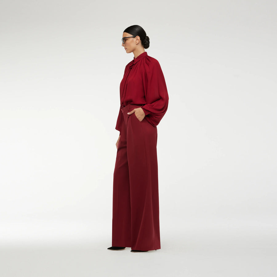 BLOUSE DRESS IN NEW RED SILK CREPE